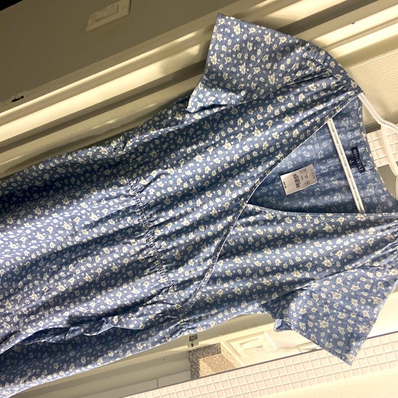 J. Crew Faux Wrap Denim T-Shirt Dress - Picture 4 of 5